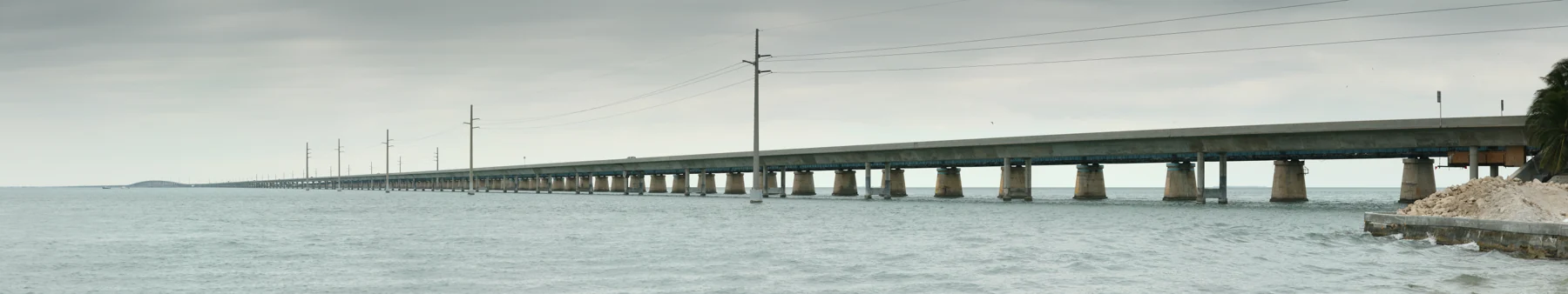 Panoramic view of the Seven Mile Bridge from the water, 2008
